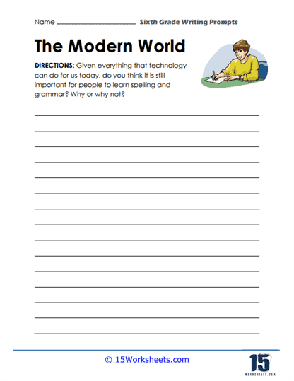 6th Grade Writing Prompt Worksheets
