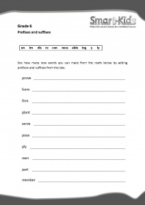 Grade 6 English Worksheet: Prefixes and Suffixes | Smartkids