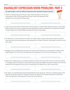 7.EE.A.2 Worksheets - Common Core Math