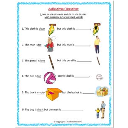 Adjectives Worksheet 7 Grade 1