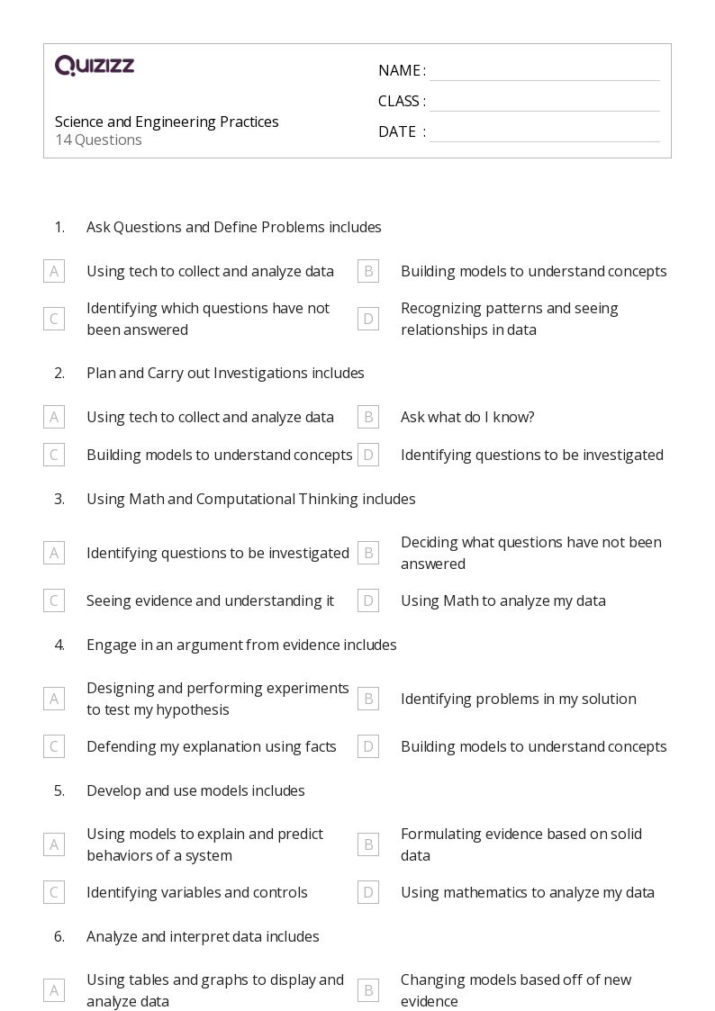 7 grade science worksheet
