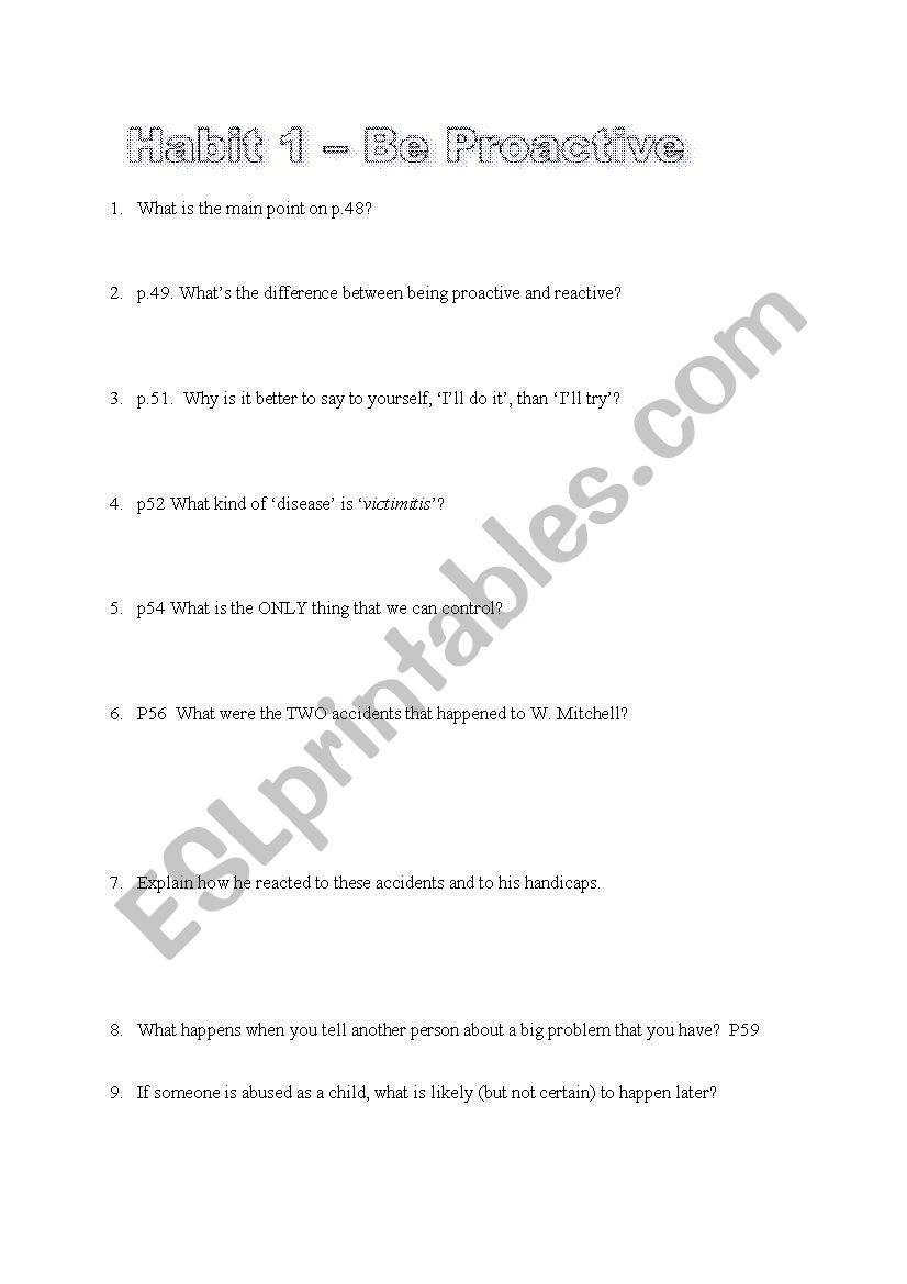 7 habits of highly effective teens worksheet