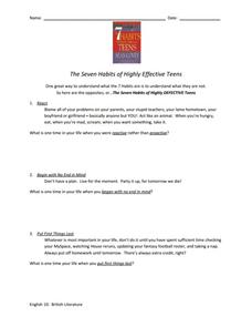 7 habits worksheet
