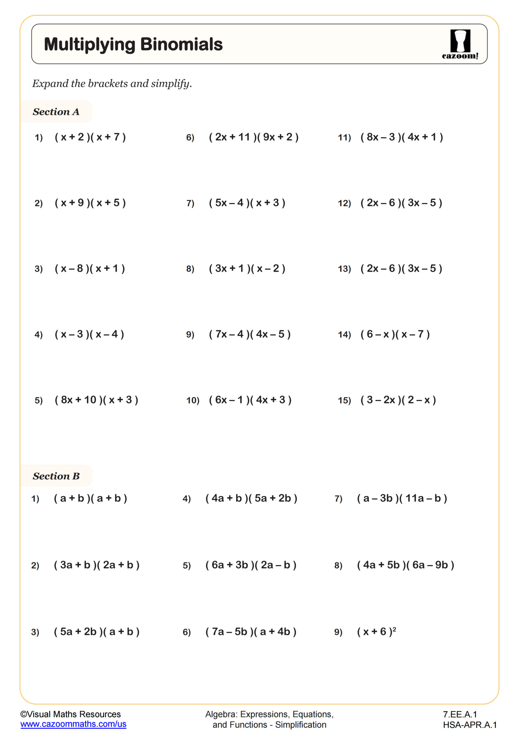 7th Grade Math Worksheets PDF | Printable Worksheets