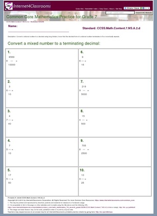 Description/Download - Worksheet #28289. CCSS.Math.Content.7.NS.A.2.d