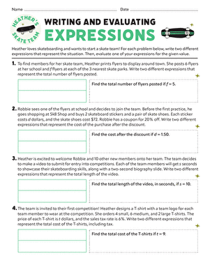 Starting a Skate Team: Writing and Evaluating Expressions ...
