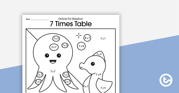 Colour By Number Worksheet - 7 Times Tables | Teach Starter