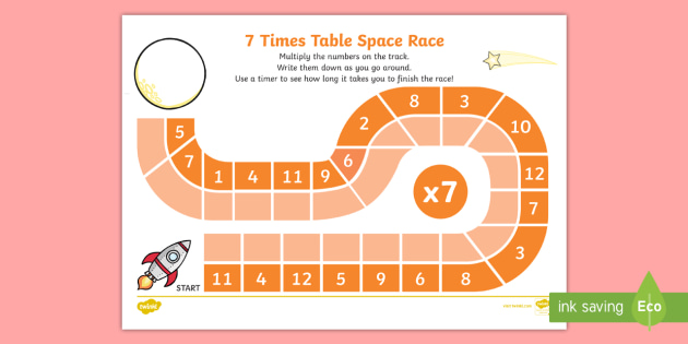 7 Times Table Space Race Worksheet Worksheet - 7 Times Table Space ...