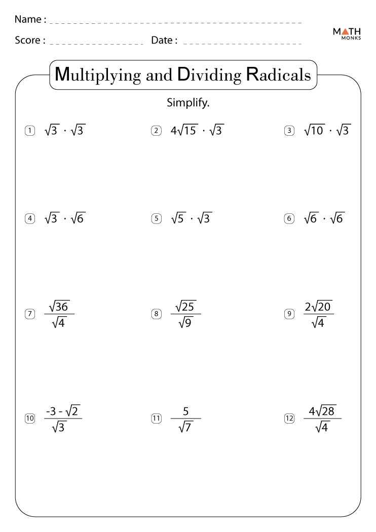 Multiplication and Division Worksheets with Answer Key