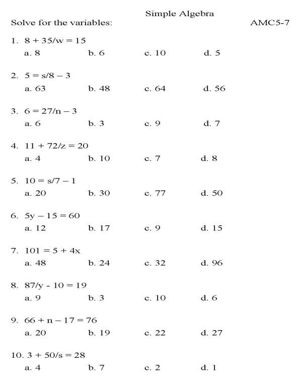 15 Pre-Algebra 7th Grade Math Worksheets