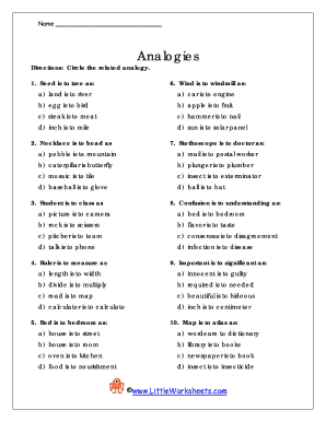 7th grade analogies worksheet