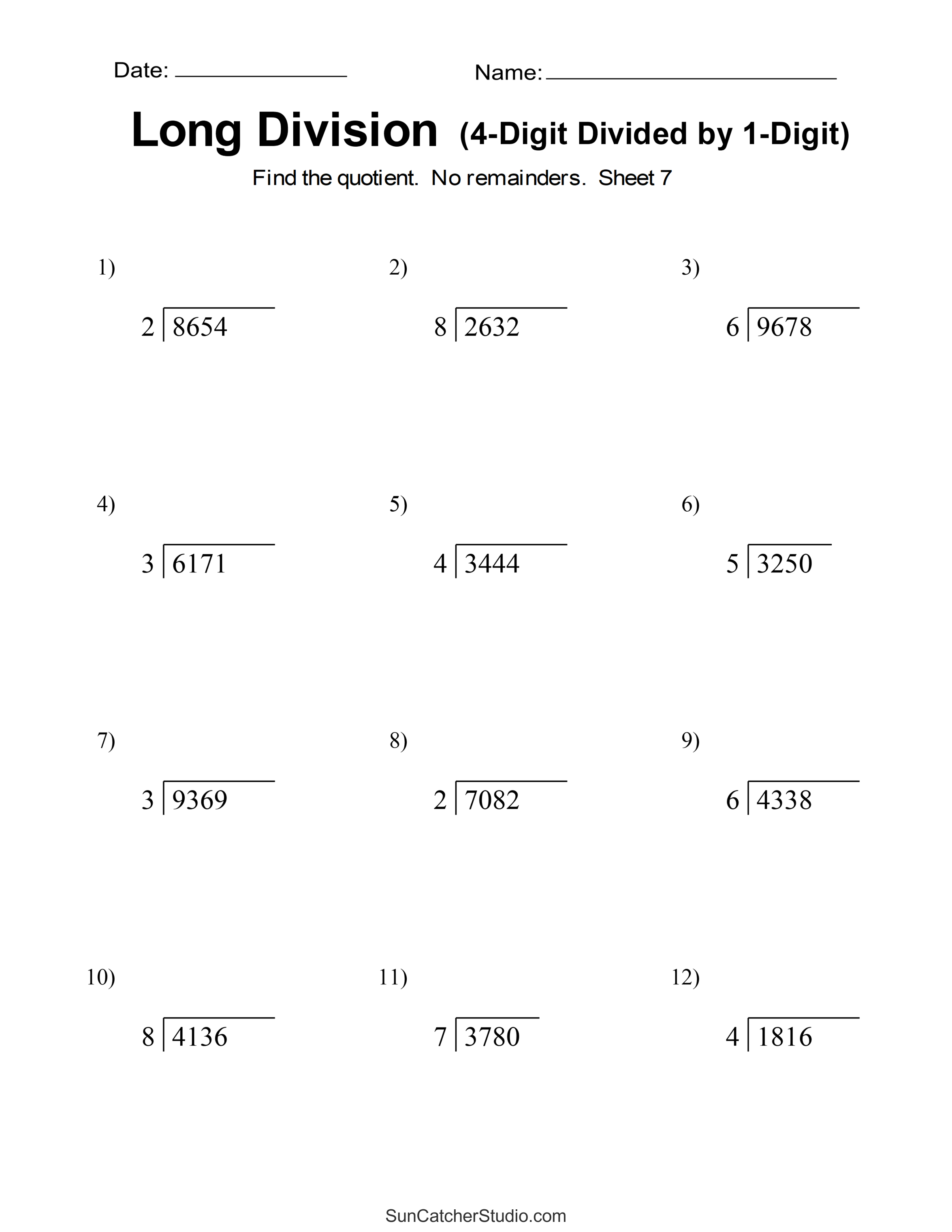 Long Division Worksheets &  Problems (Free Printable Math Drills ...