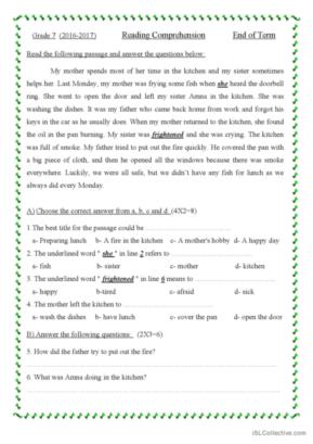7th grade english worksheet free printable