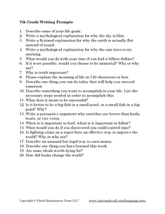 7th grade essay writing worksheet
