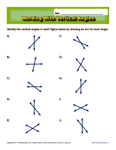 Working With Vertical Angles | 7th Grade Geometry Worksheets