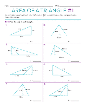 Area of a Triangle #1 | Worksheet 