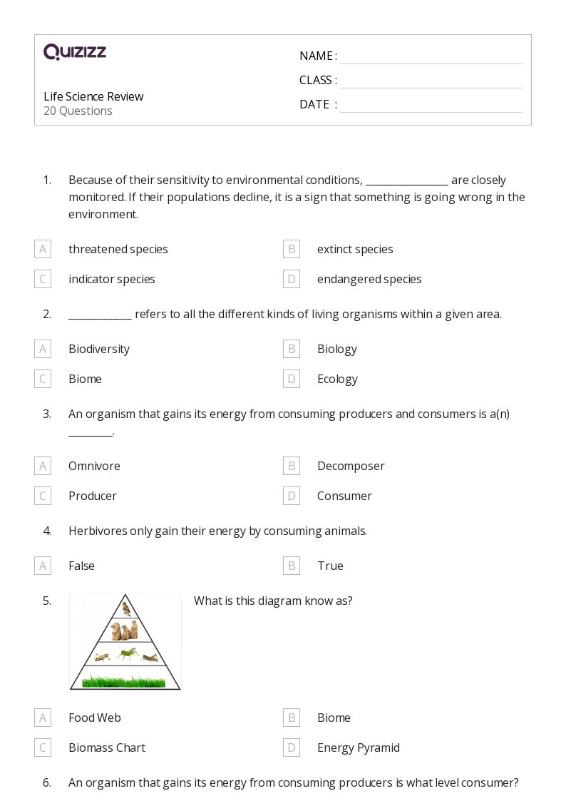 50+ Life Science worksheets for 7th Year on Quizizz | Free &  Printable