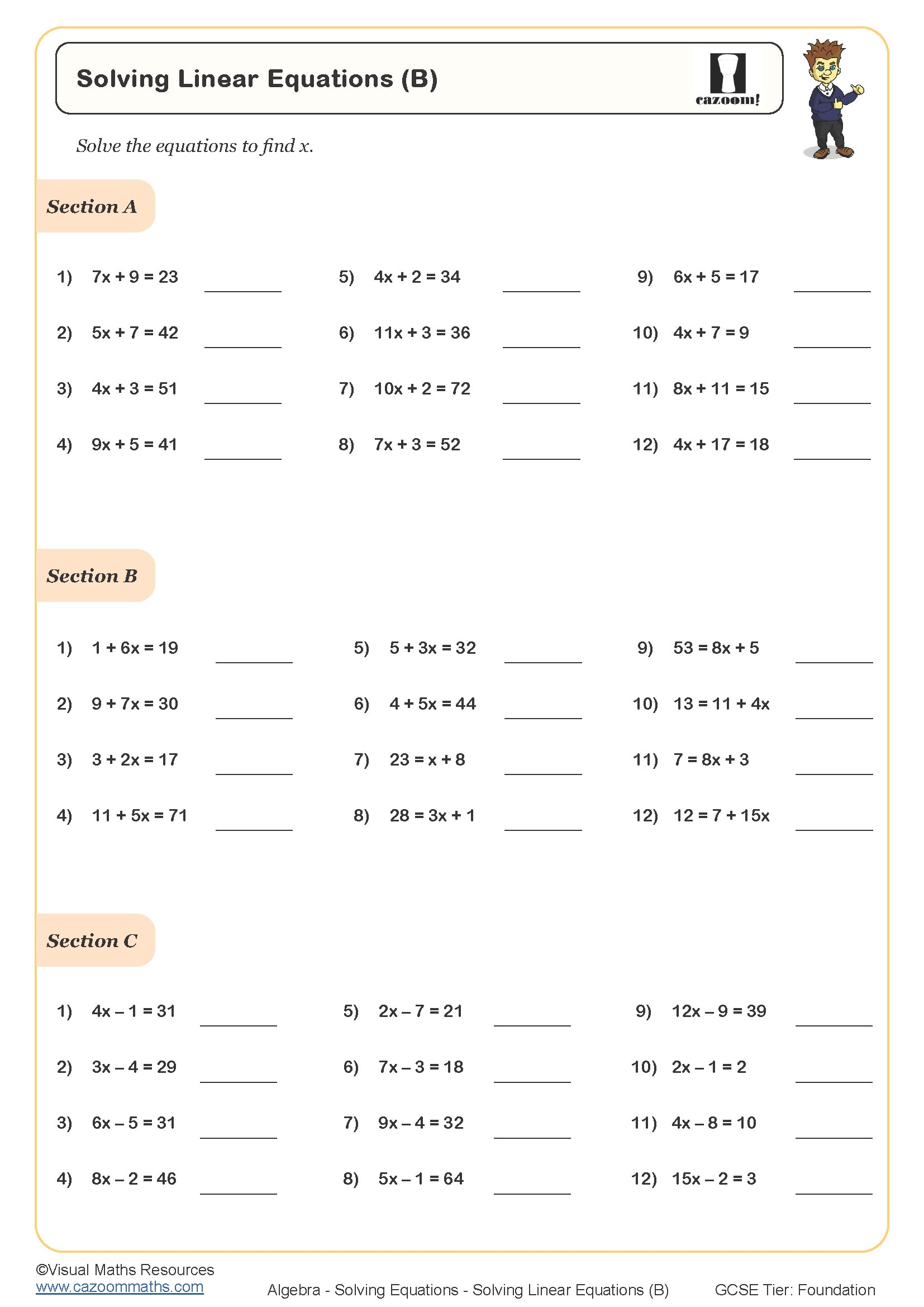 7th grade math printable worksheet