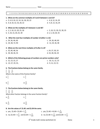 7th grade math review worksheet pdf