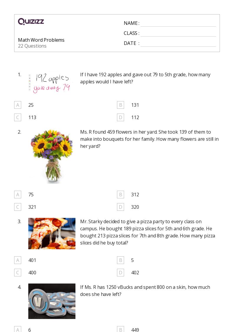 50+ Math Word Problems worksheets for 7th Grade on Quizizz | Free ...