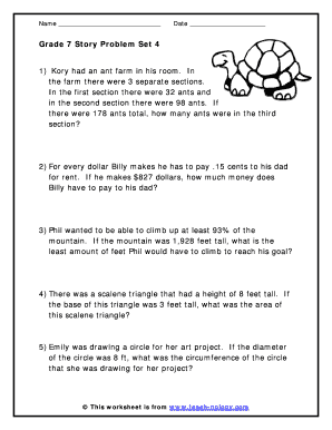 7th Grade Word Problems Worksheet - Fill Online, Printable ...