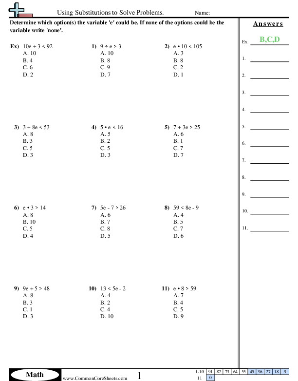 Algebra Worksheets | Free - CommonCoreSheets