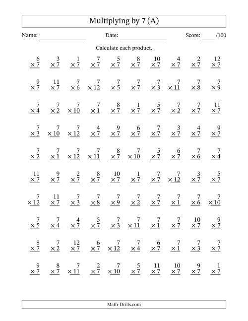 7th grade math worksheet multiplication