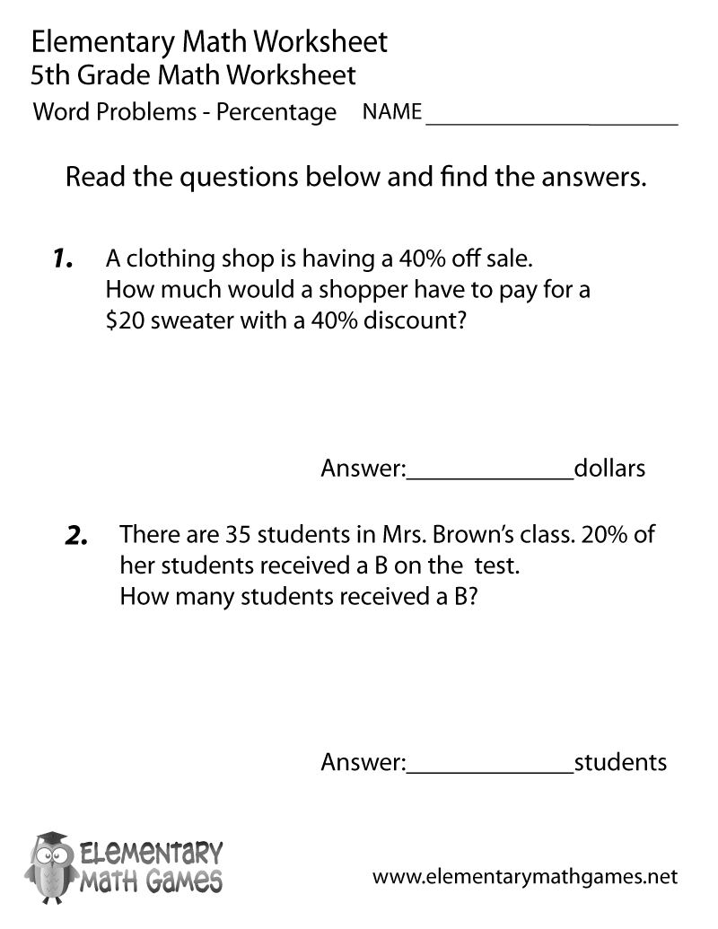 7th grade math worksheet word problems