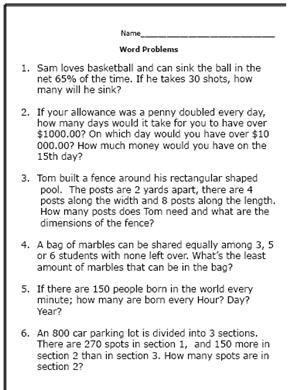 Printable 7th Grade Math Worksheets