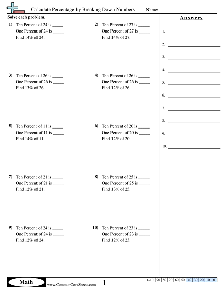 Percent Worksheets | Free - CommonCoreSheets