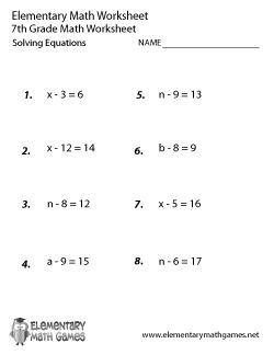 Seventh Grade Math Worksheets