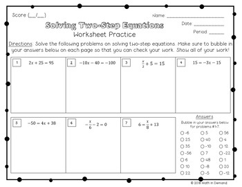 7th Grade Math Practice Worksheets by Math in Demand | TPT