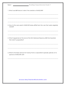 7th Grade Reading Comprehension Worksheets