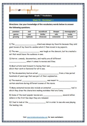 Grade 7 Worksheets - Lets Share Knowledge