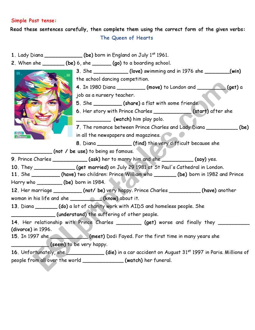 7th grade simple past tense - ESL worksheet by beye