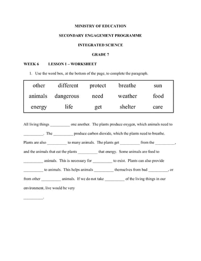 Grade 7 Integrated Science Week 6 Lesson 1 Worksheet 1 and Answer ...