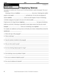 Applying Science Worksheet for 7th - 8th Grade | Lesson Planet