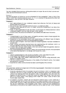 Topic Sentences Worksheet for 7th - 9th Grade | Lesson Planet