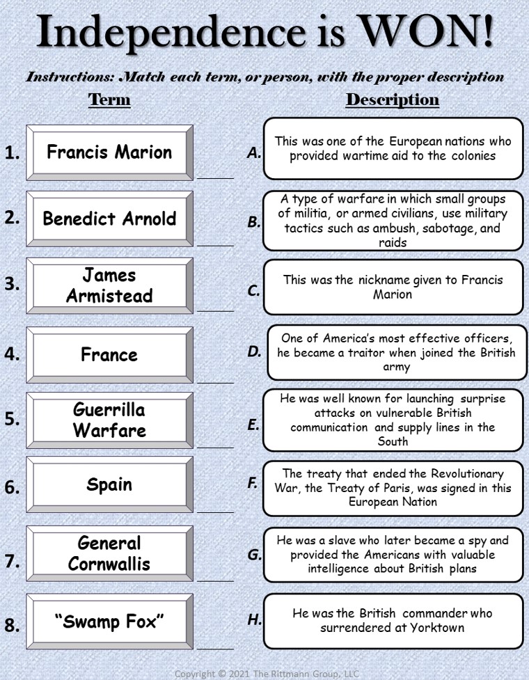 7th grade social studies worksheet with answer key