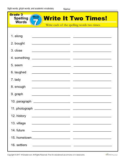 7th grade spelling worksheet free printable