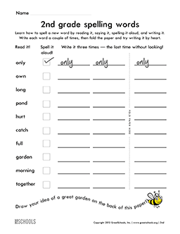 2nd grade spelling words (list #7 of 38) | 2nd grade Word lists ...