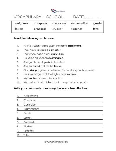 7th grade vocabulary worksheet pdf