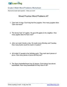 Mixed Practice Word Problems #7 Worksheet for 2nd - 4th Grade ...