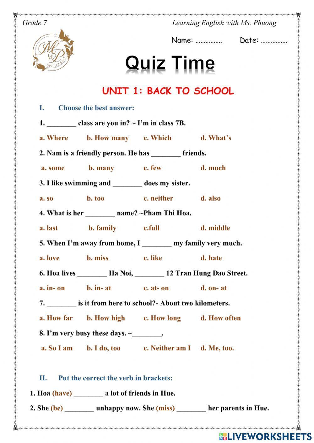 Seventh Grade SUBSTITUTE Packet (22 Worksheets) Worksheets Library