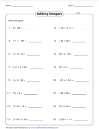 7th Grade Math Worksheets