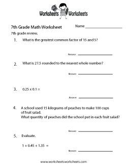 7th Grade Math Worksheets | Worksheets Worksheets