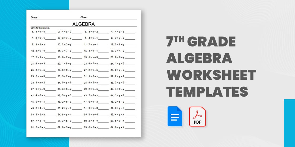 13+ 7th Grade Algebra Worksheet Templates - Free Word &  PDF ...