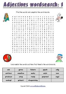 Adjectives Word Search 1 Worksheet for 3rd - 7th Grade | Lesson Planet