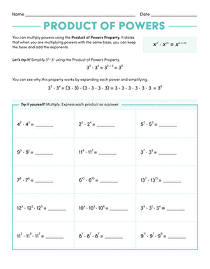 8.EE.A.1 Worksheets - Common Core Math
