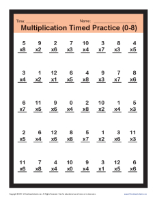 Timed Multiplication Worksheets 0 - 8 | Printable Practice Sheets